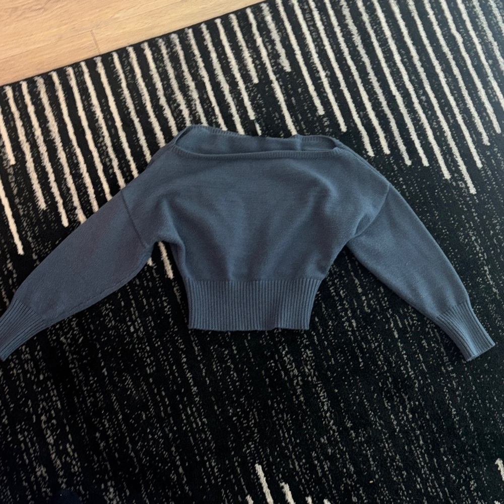 Windsor Cropped Off-the-Shoulder Sweater in Slate